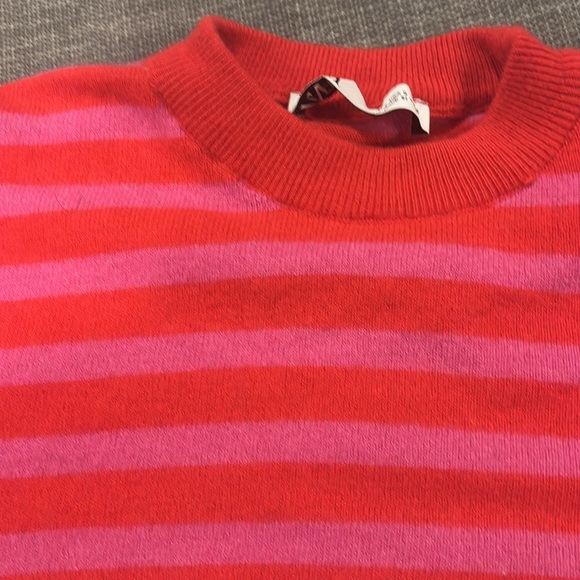 Zara Fun Red & Pink Striped Sweater 
Like new - Picture 2 of 5